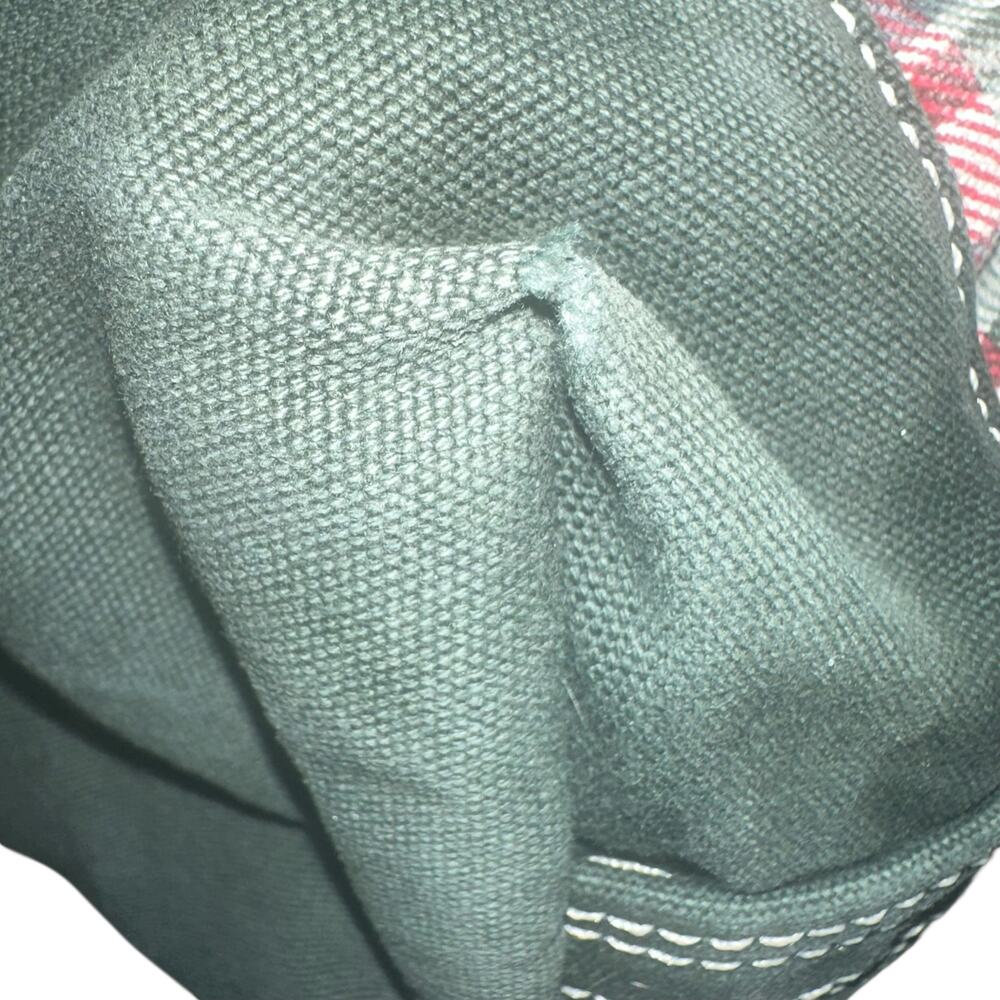 Lands’ End Plaid Canvas Tote Bag Red Green White Holiday Carryall - Picture 9 of 14